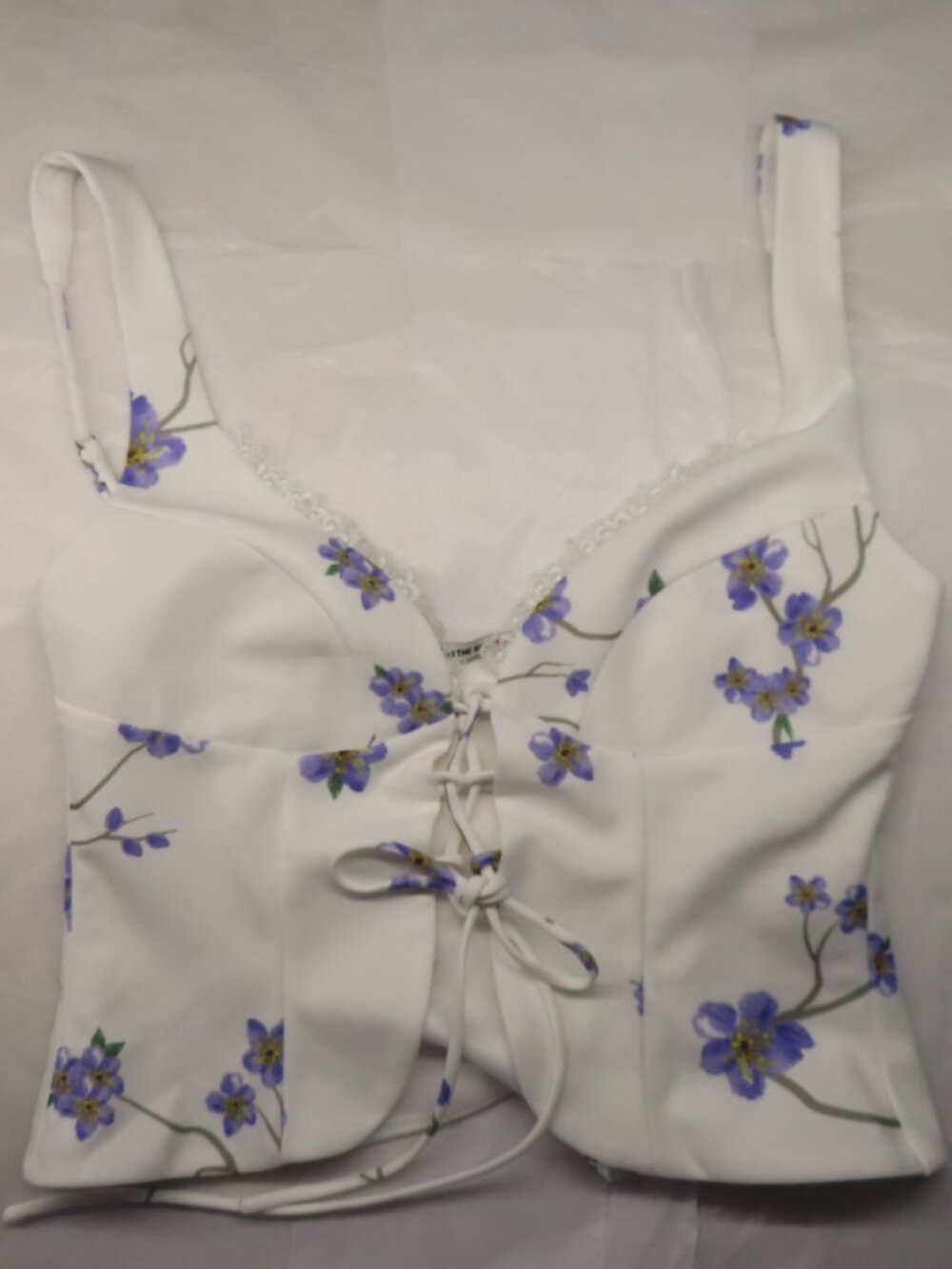 Lucy in the Sky Top Lace Tie Up Front Floral Small Cottagecore New with Tags